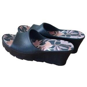 BARETRAPS Womens Black 2-1/2" Platform Parvati Open Wedge Sandals Shoes 8 M